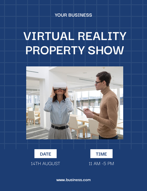 Room Tour in Virtual Reality Glasses In Blue Poster 8.5x11in Šablona návrhu
