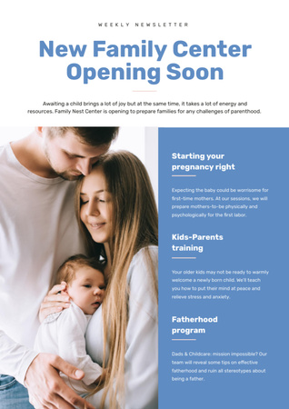 Family Center Opening Ad Newsletter Modelo de Design