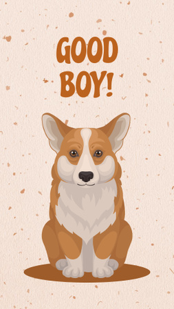 Template di design illustrazione di divertente carino cane Instagram Story