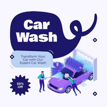 Serviço especializado de lavagem de carros pela metade do preço Instagram AD Modelo de Design