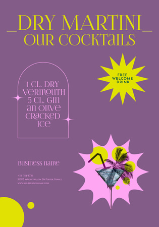 Martini Cocktail Poster 28x40in Design Template