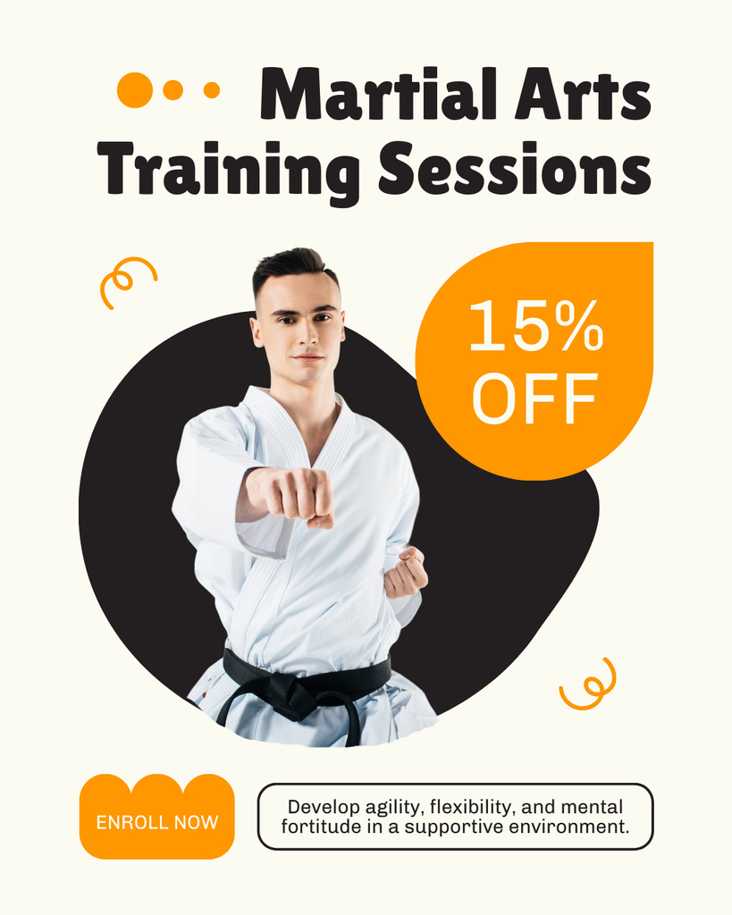 Discount on Martial Arts Training Sessions Instagram Post Vertical – шаблон для дизайна