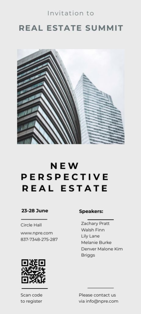 New Perspectives In Real Estate Invitation 9.5x21cm Tasarım Şablonu