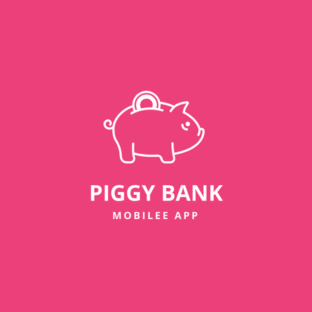 Piggy Bank Emblem Logo Design Template