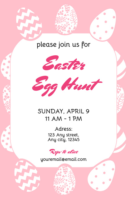 Plantilla de diseño de Easter Egg Hunt Announcement in Pink Invitation 4.6x7.2in 