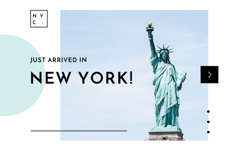 Platilla de diseño Travel Ad with Liberty Statue In New York Postcard 4x6in