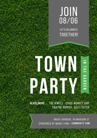 Town Party in the Garden Ad with Green Grass Poster tervezősablon