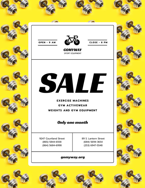 Ontwerpsjabloon van Poster 8.5x11in van Sports Clothes and Equipment Sale