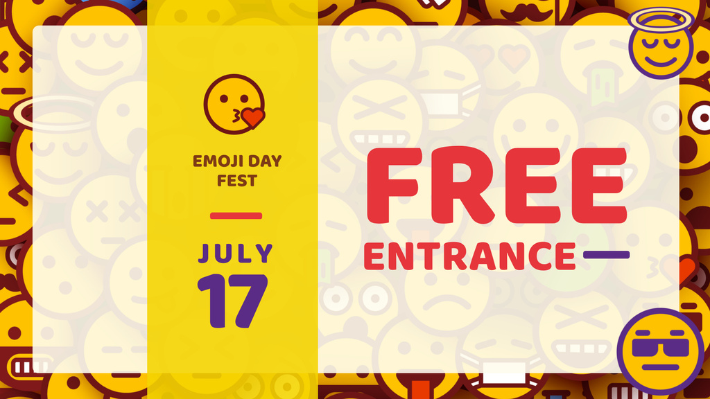 Emoji Day Festival Announcement FB event cover tervezősablon