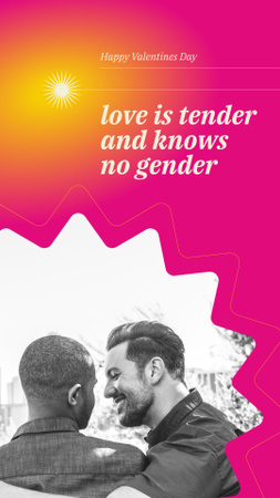 Cute LGBT Couple Celebrating Valentine's Day Instagram Story Design Template