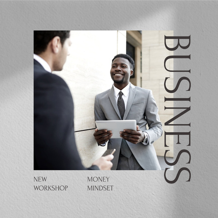Finance Workshop promotion with Confident Businessmen Instagram tervezősablon