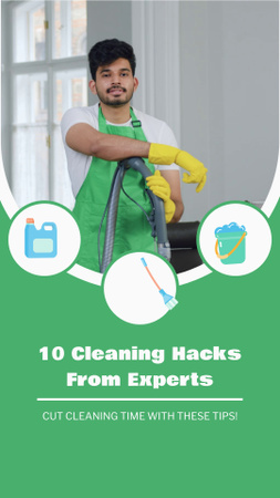 Platilla de diseño Helpful Set Of Cleaning Hacks With Vacuum Cleaner TikTok Video