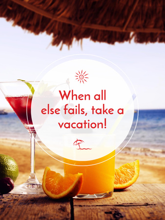 Modèle de visuel Offre de vacances Cocktail à la plage - Poster US