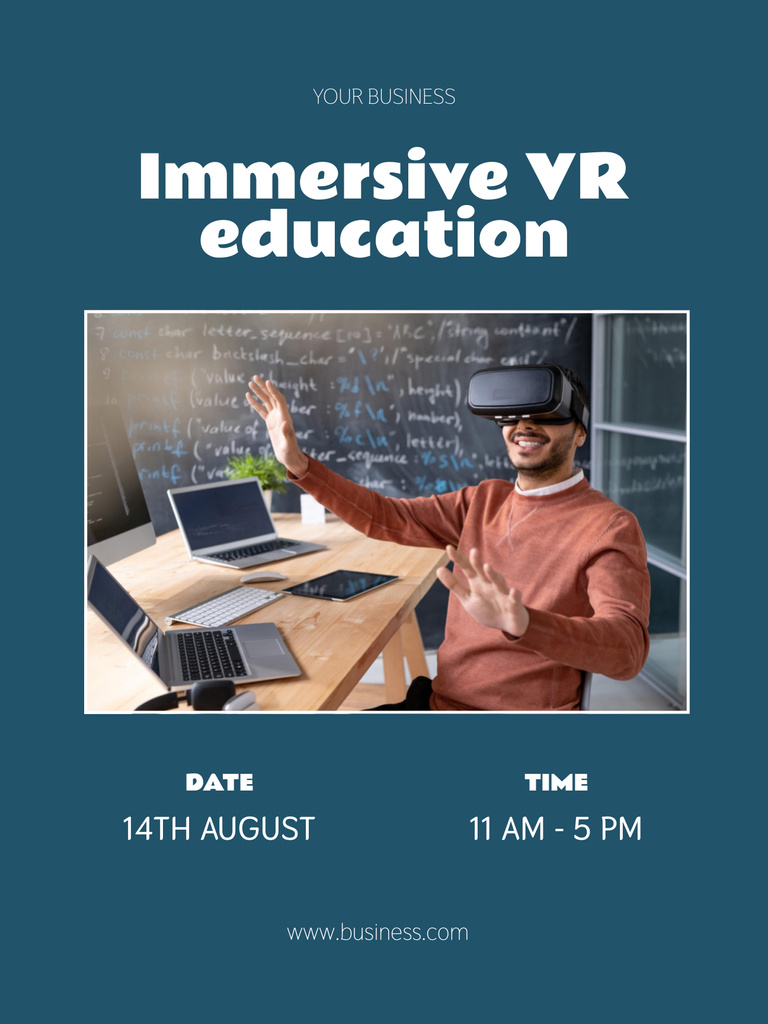 Plantilla de diseño de Immerse into VR Education Poster US 
