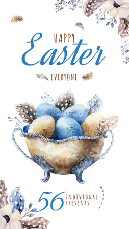 Colored Easter eggs in Vase Instagram Story Design Template