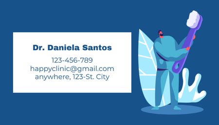 Dental Services with Illustration of Dentist and Tooth Business Card US Design Template