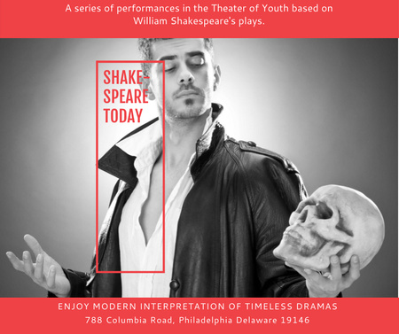 Ontwerpsjabloon van Facebook van Theater Invitation Actor in Shakespeare's Performance