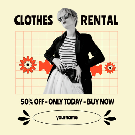 Szablon projektu Retro fashion woman for clothes rental Instagram