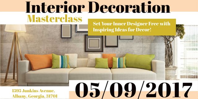 Interior decoration masterclass Announcement Twitter Modelo de Design