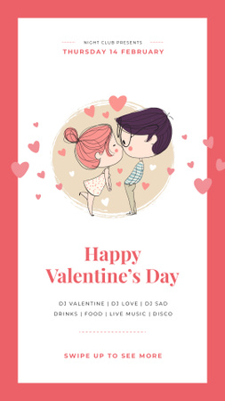 Designvorlage Valentines Invitation with Happy kissing Couple für Instagram Story