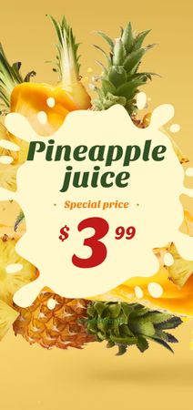 Designvorlage Pineapple Juice Offer with Fresh Fruit Pieces für Flyer DIN Large