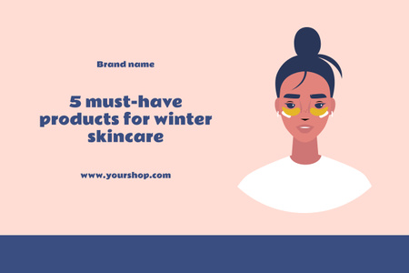 Dicas essenciais sobre cuidados com a pele no inverno com adesivos hidratantes sob os olhos Poster 24x36in Horizontal Modelo de Design