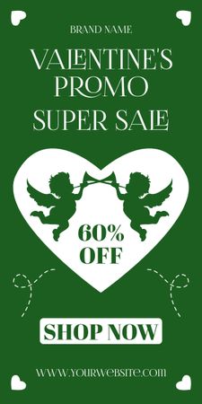 Valentine's Day Super Sale Promo on Green Graphic Design Template
