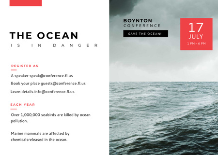 Ontwerpsjabloon van Postcard 5x7in van Ecology Conference Stormy Sea Waves