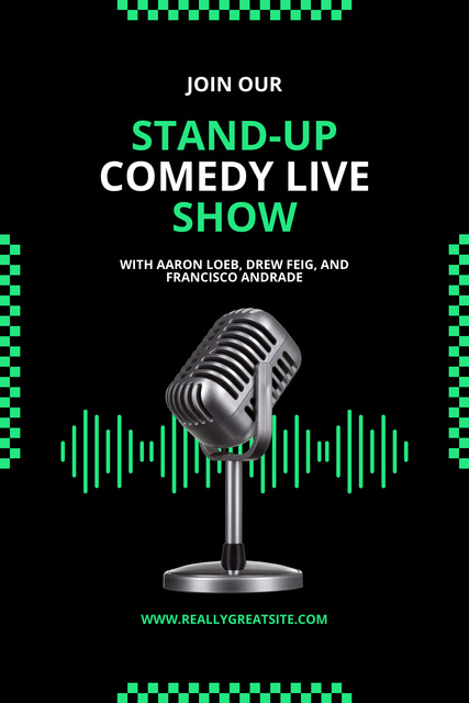 Ontwerpsjabloon van Pinterest van Stand-up Comedy Live Show Announcement