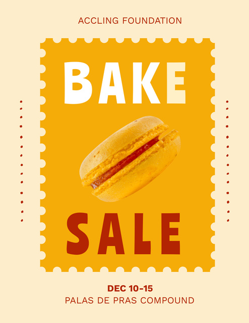 Pastry Shop's Offer with Macaron on Yellow Poster 8.5x11in – шаблон для дизайна