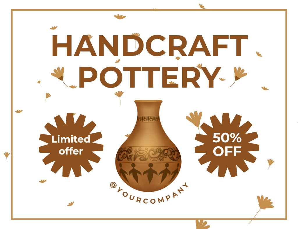 Antique Handcraft Pottery Thank You Card 5.5x4in Horizontal Modelo de Design