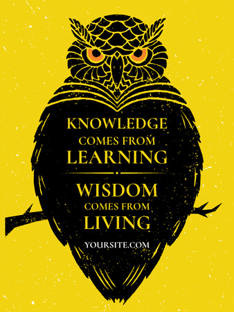 Designvorlage Zitat über Wissen mit Wise Owl für Poster US
