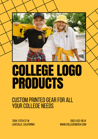 Plantilla de diseño de College Apparel and Merchandise Poster 