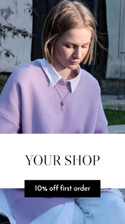 Designvorlage Verkaufsangebot für stilvollen weichen Pullover für TikTok Video
