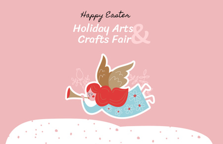 Easter Festive Fair Ad with Angel Flyer 5.5x8.5in Horizontal Design Template