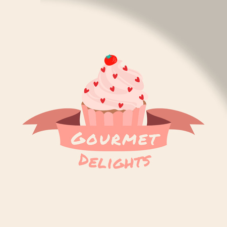 Plantilla de diseño de Sweet Cupcake And Gourmet Bakery Promotion Animated Logo 