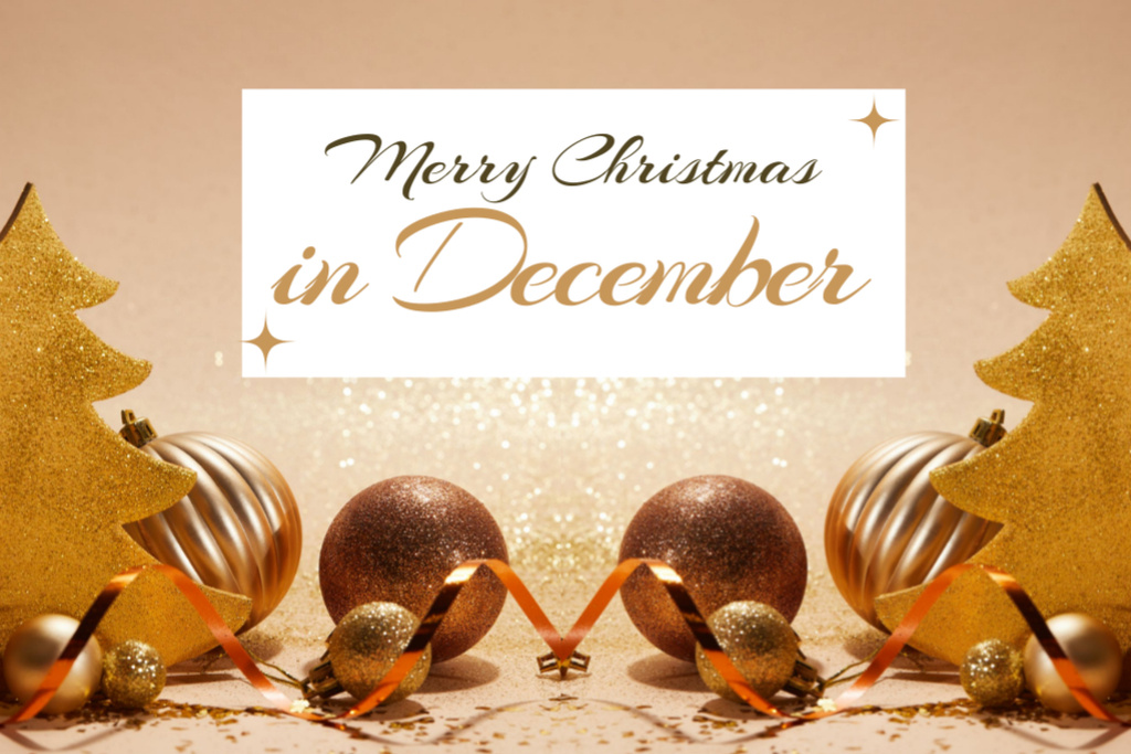 Christmas Cheers in December Postcard 4x6in Modelo de Design