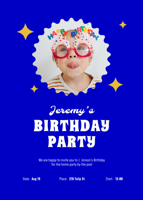 Birthday Party Announcement with Cute Kid Invitation Πρότυπο σχεδίασης