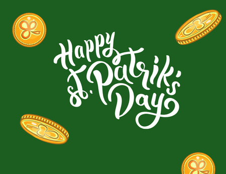 Happy St. Patrick's Day on Green Thank You Card 5.5x4in Horizontal Design Template