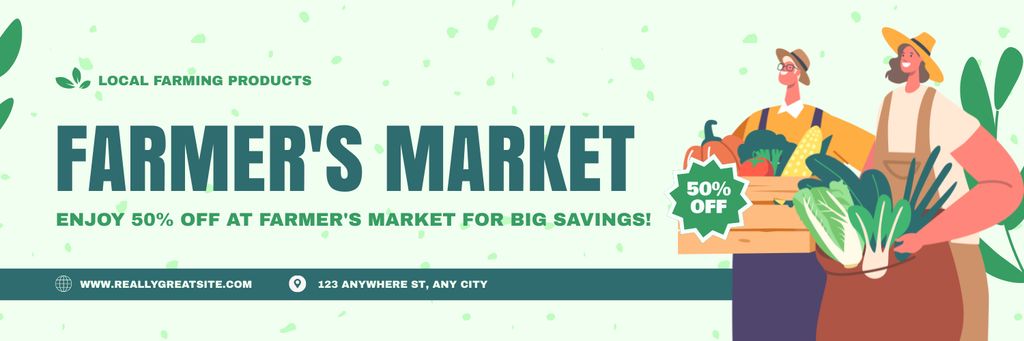Discounts on Vegetables at Market for Savings Twitter Šablona návrhu
