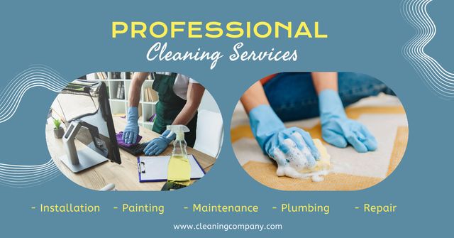 Template di design Special Cleaning Service Offer on Blue Facebook AD