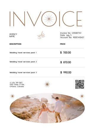 Πληρωμή για υπηρεσίες γάμου Invoice Πρότυπο σχεδίασης