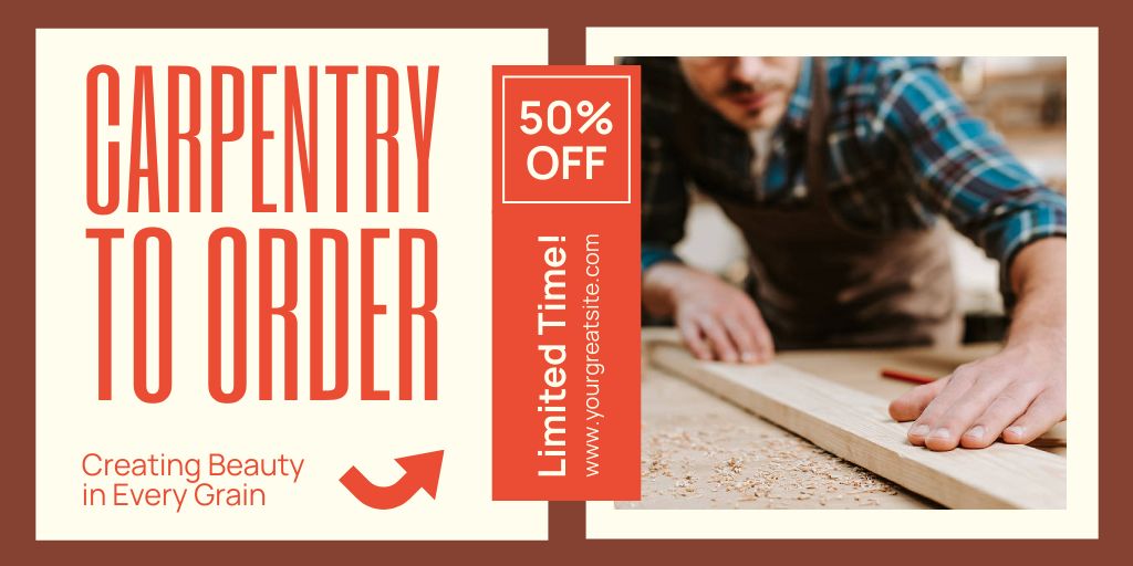 Plantilla de diseño de Limited Time Discounts For Carpentry Service Offer Twitter 