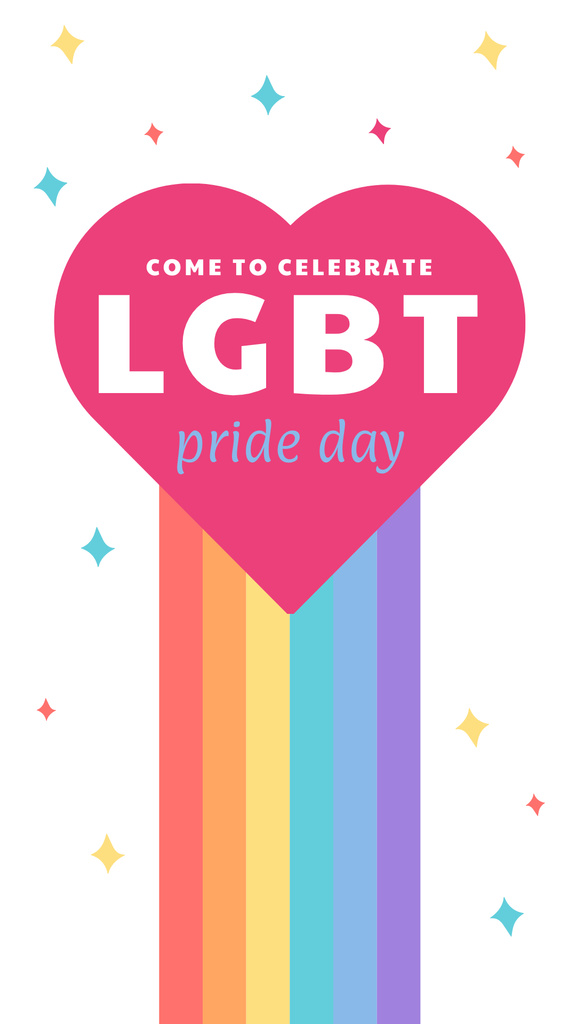 Announcement Of Celebration of Pride Day With Heart Instagram Story Design Template
