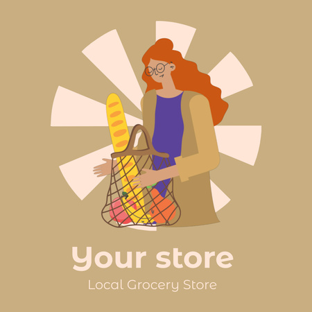 Vásárlás a helyi élelmiszerboltban Animated Logo tervezősablon