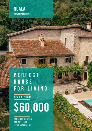 Platilla de diseño Real Estate Ad with Pool by House Flyer A5
