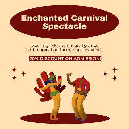 Ontwerpsjabloon van Animated Post van Dansend carnavalsspektakel met korting op de toegang