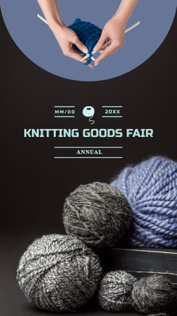 Knitting Fair Announcement with Skeins of Wool Yarn Instagram Story Design Template