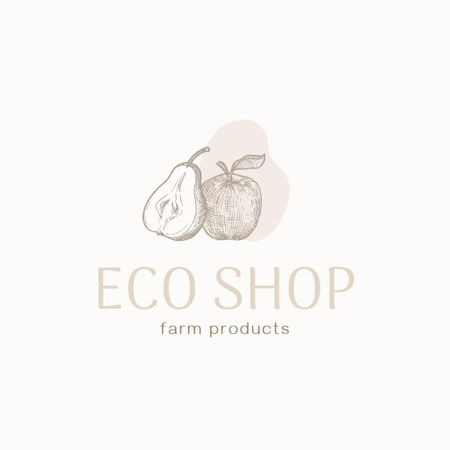 Farm Products Offer with Pear and Apple Logo Tasarım Şablonu