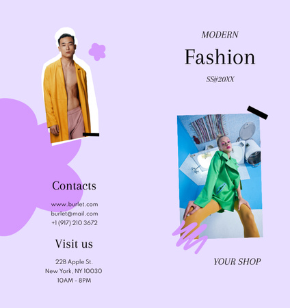 Modern Fashion Trends for Men and Women Brochure Din Large Bi-fold Modelo de Design